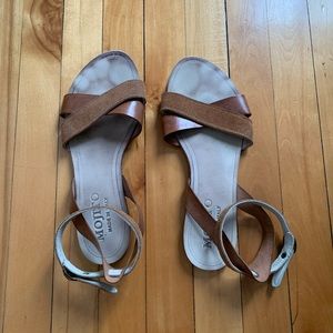 Suede and leather sandals, made in Italy, size 38